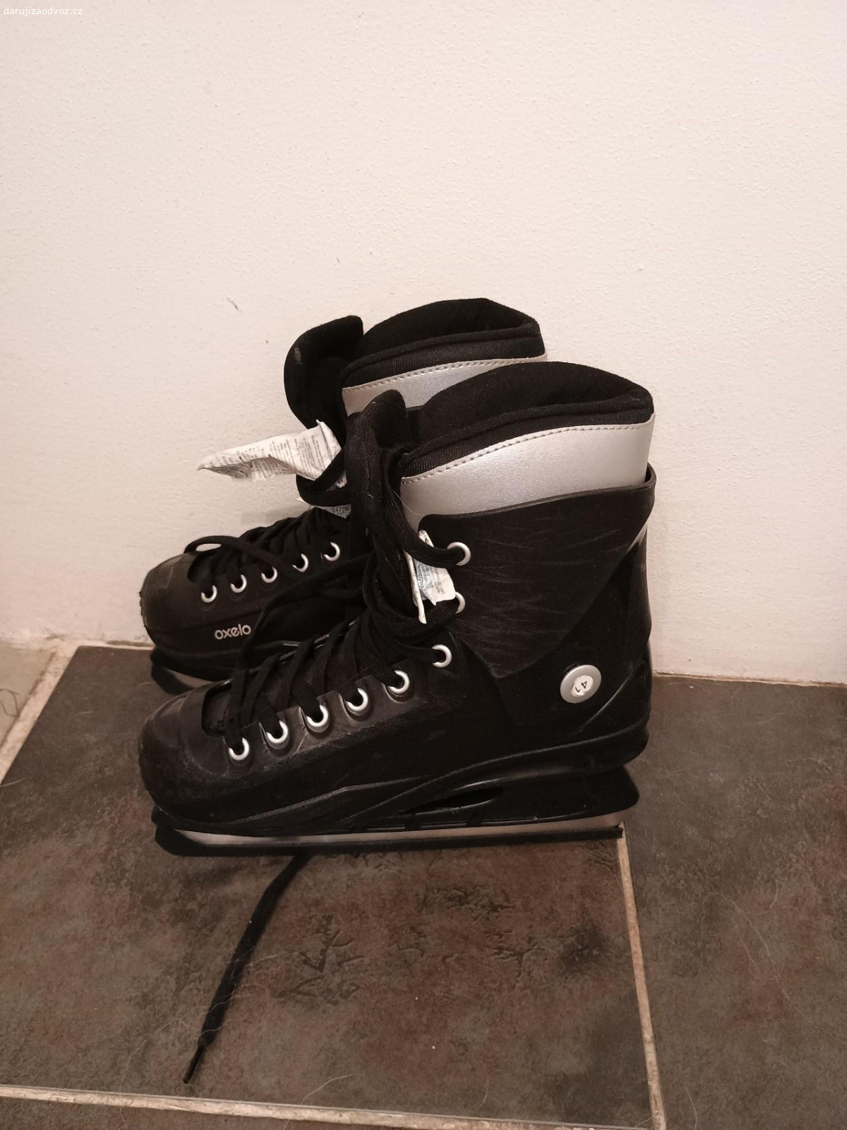 Brusle. Pánské lední brusle v.41, dětské lední brusle v.26-28, dětské kolečkové brusle v.26-28.

Dětské lední brusle jsou použité 3 krát, kolečkové brusle asi 6 krát. Chlapecké brusle jsou použité jednu zimní sezónu.