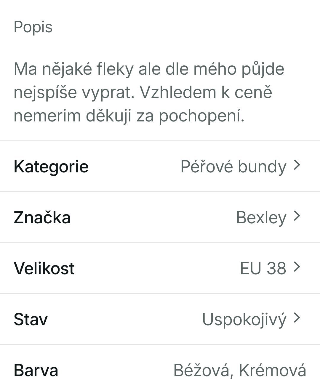 Bunda. osobní odběr na me adrese Vašátkova ulice Praha14