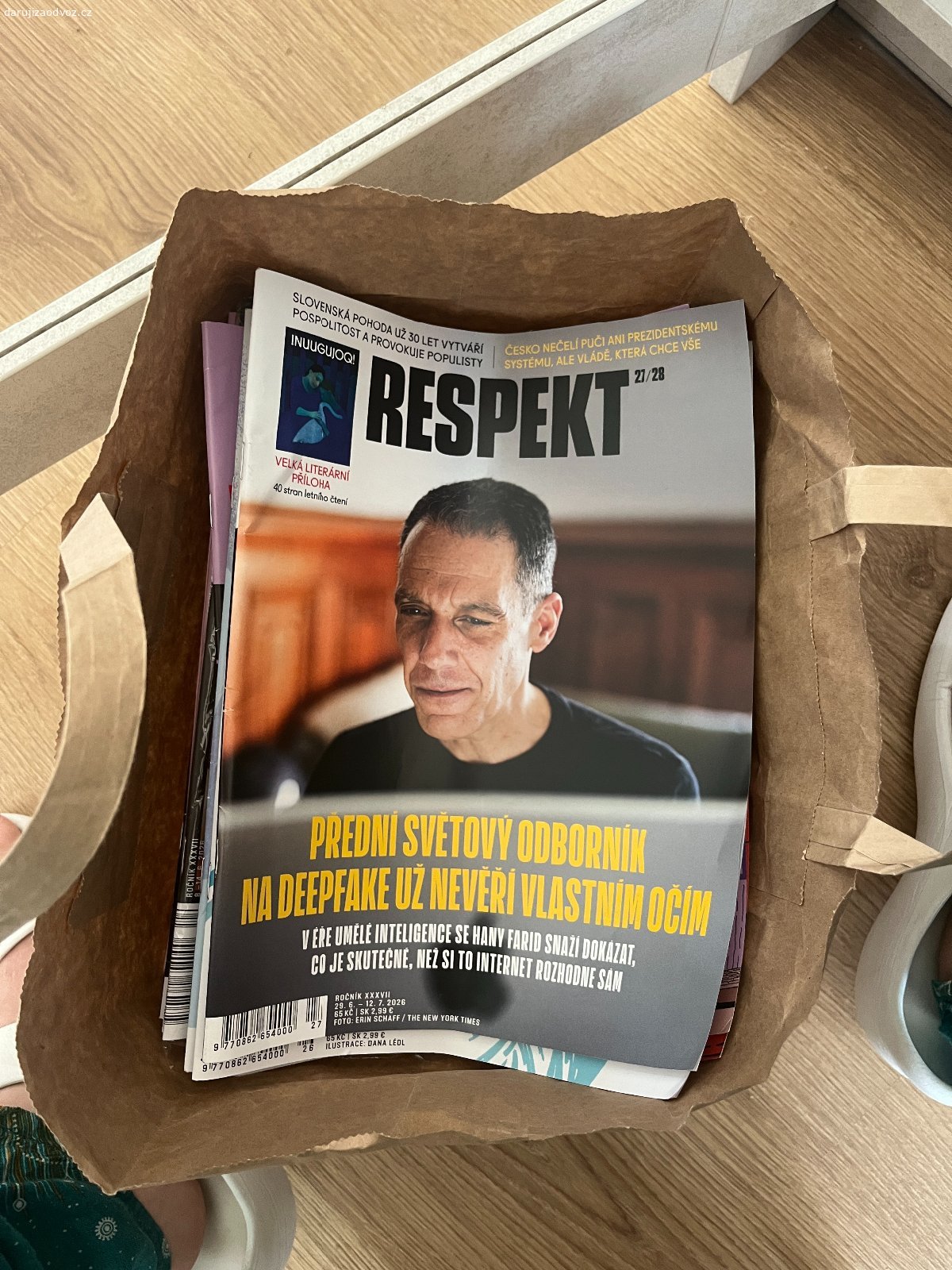 Časopis Respekt 40ks. Máme od října 2025 do července 2026 nasbíraných 40ks vydýní časopisu Respekt. Přijde mi škoda jen tak vyhodit. Většina neponičená, například do knihovny, do výuky, na koláže apod.