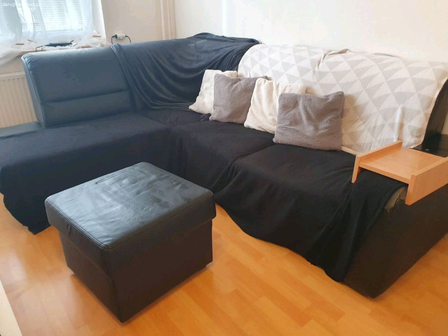 Černá koženková sedačka L 250x195