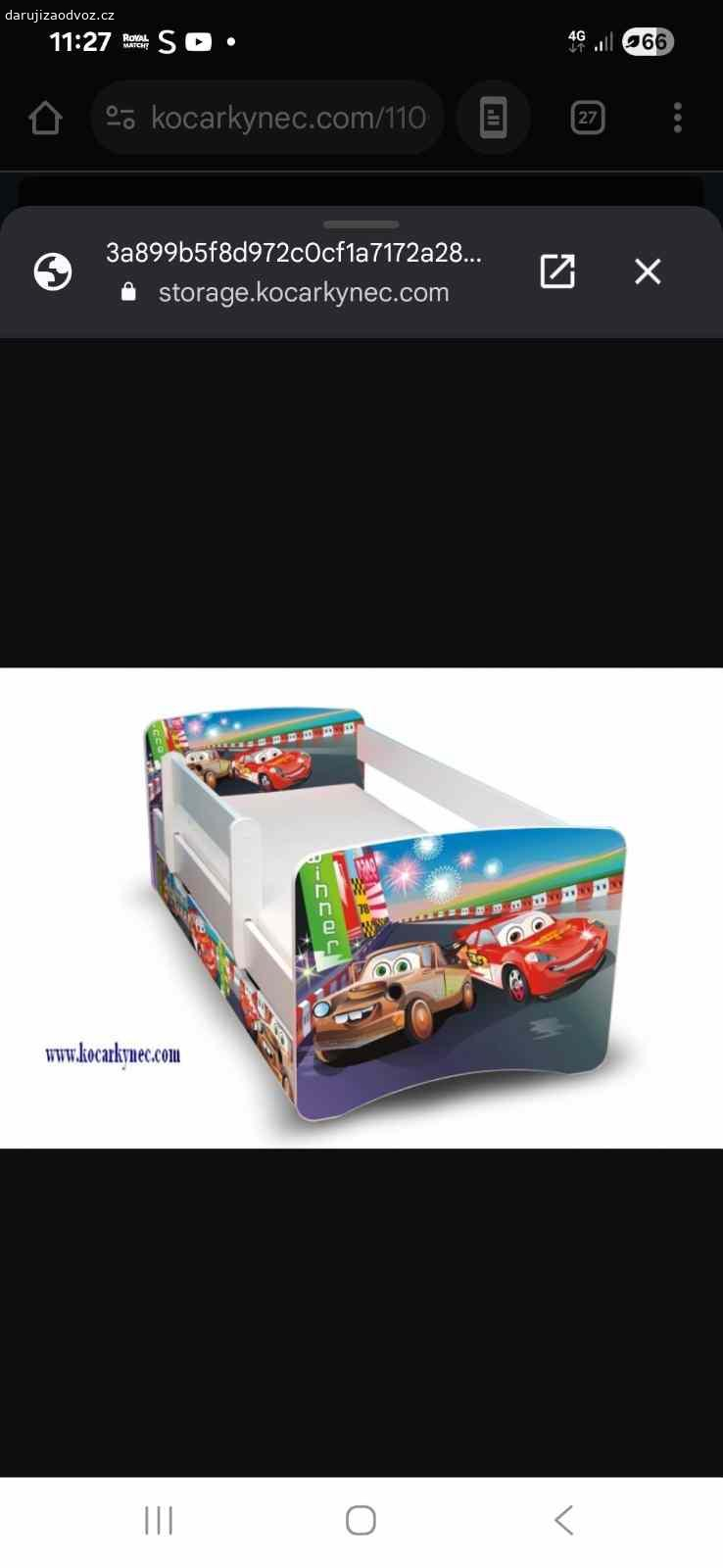 Daruji dvě dětské postele. Daruji dvě dětské postýlky. Daruji je včetně roštu bez matrací. Hnědá postel je ve velmi dobrém stavu (po jednom diteti).
Druhá postel - the cars je po 2 dětech, rost je opravovany (šikovný muz určitě rost opravi lépe než ja) a bočnice je bohužel již poskozena. Jinak je v dobrém stavu. Postýlka včetně šuplíku. Foto je bohužel z internetu, nestihla jsem ji vyfotit než ji manzel rozložil.  
Postýlky určitě ještě poslouží treba na chalupu.....
Specha