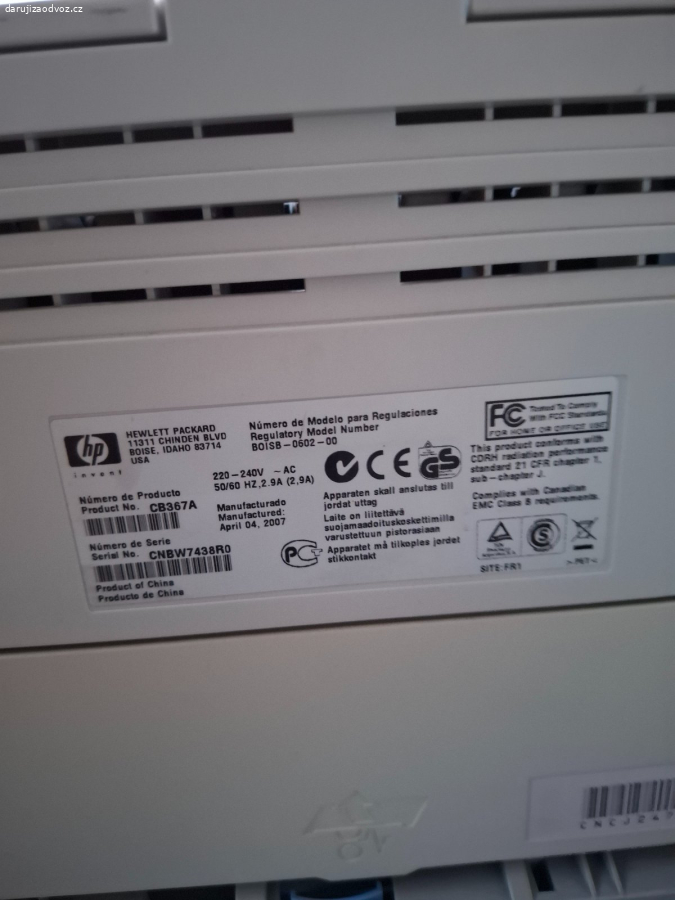 Daruji funkční tiskárnu HP Laser Jet P2015d