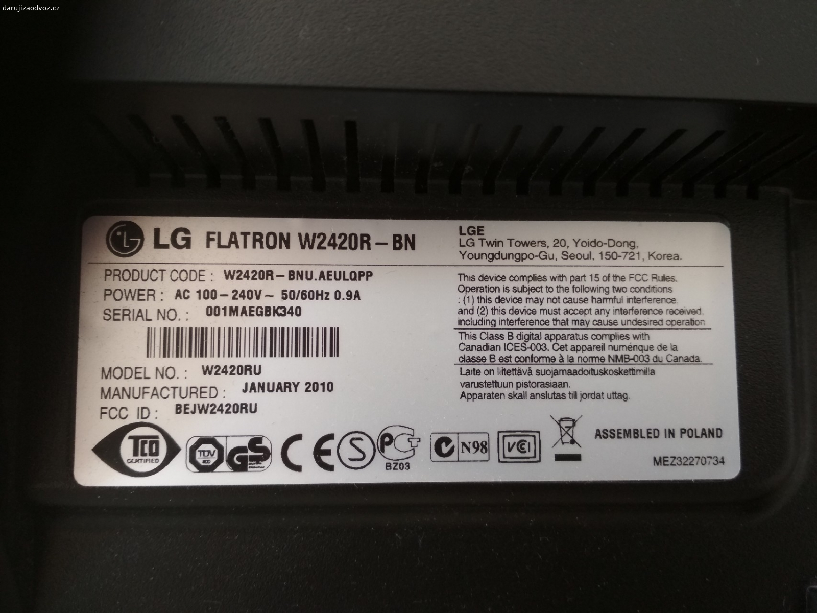 Daruji monitor LG 24