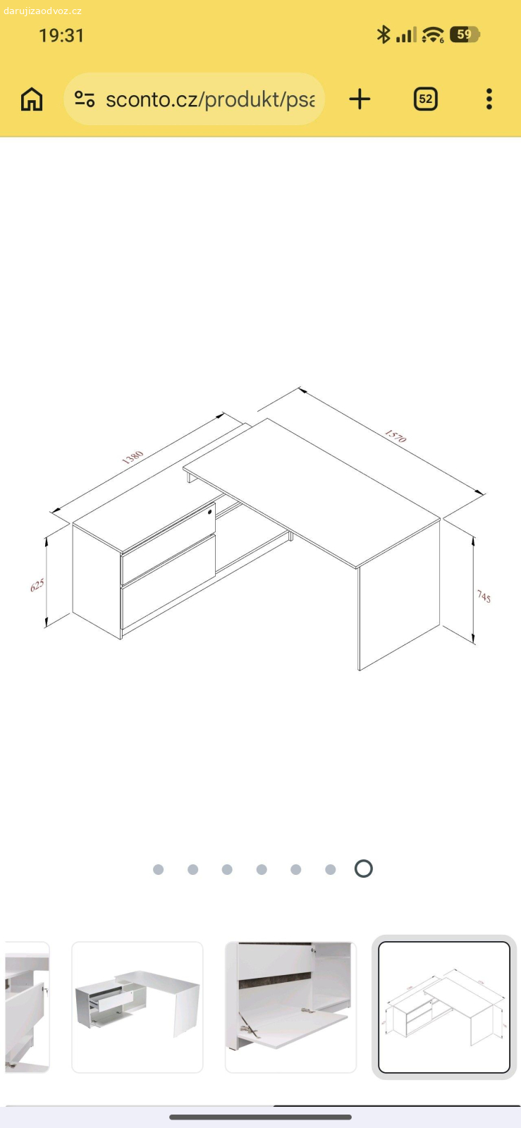 Daruji rohový bílý stůl. daruji 2 roky starý stůl, veškeré info o stole můžete najít zde https://www.sconto.cz/produkt/psaci-stul-umar-bila-beton-414403300?utm_source=google&utm_medium=cpc&utm_campaign=7_APR-PROD-Dle_prodeju-low&utm_id=12135526753&gad_source=1&gad_campaignid=12135526753&gbraid=0AAAAAD8qI8OblMyFCZ74gjW96jY9II_1z&gclid=Cj0KCQjwv-LOBhCdARIsAM5hdKcFmrqw4wFqApyWaRdb20alrorFXd3cfU1xB7nSOMqEykcyEcgCYmAaAp_jEALw_wcB 

k odnosu jsou třeba dva, rozmontuji na max 4 části, k odnosu bude z chodby 7.patra s výtahem