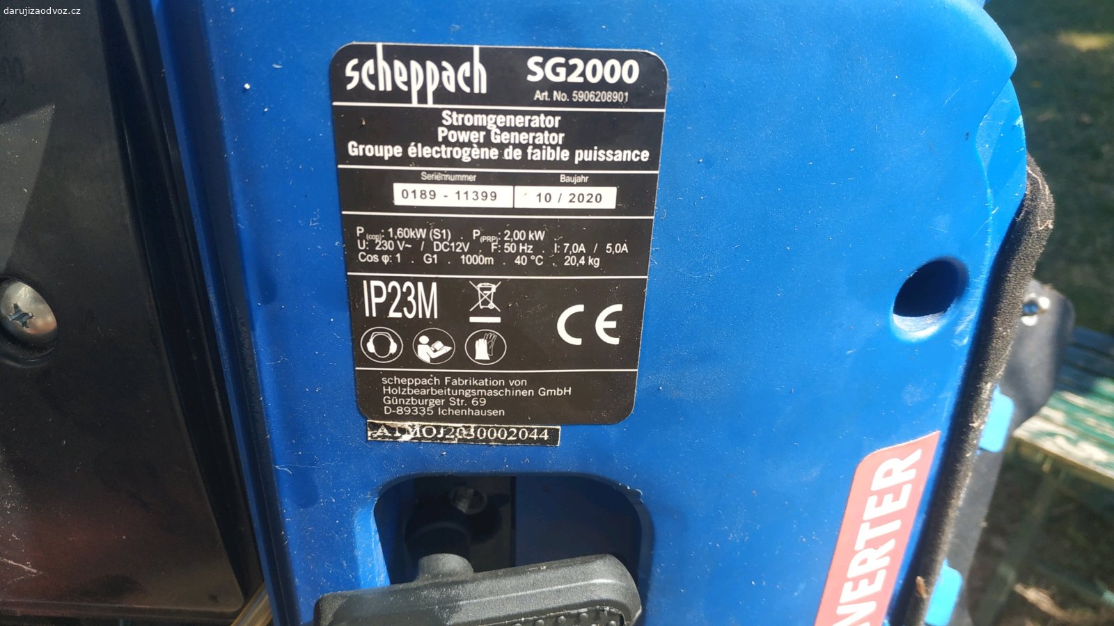REZERVACE.Elektrocentrála na díly.. Daruji za odvoz Scheppach SG2000 elektrocentrálu, rozložená, některé plasty poškozeny,pouze na náhradní díly.