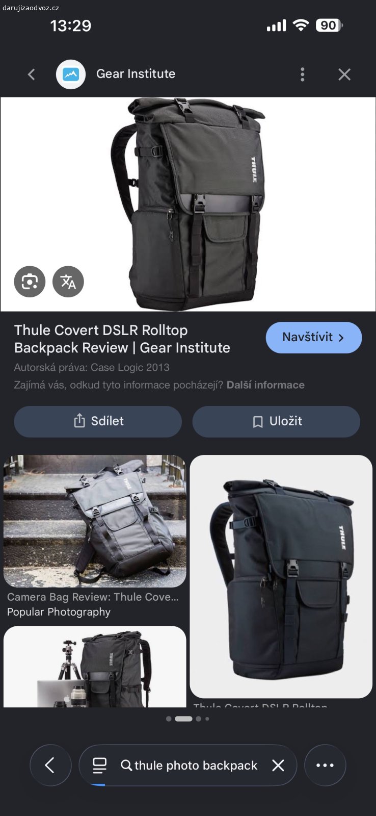 fotobatoh thule. na zavírání úbytek gumy, jinak v plném pořádku. k odebrání dnes (9.7.) odpoledne.