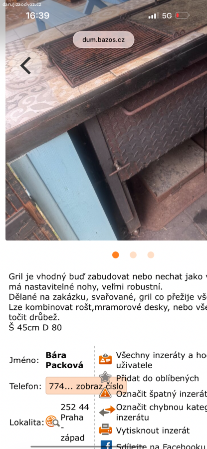 Grill který se dá vestavět nebo samostatně.