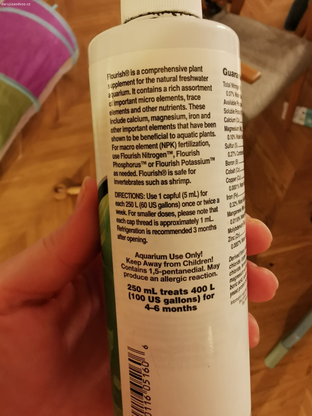 Hnojivo/výživa Flourish akvária. Zrusili jsme akvarium, jiz neuvyuzijeme. Doporucene datum spotreby do letoska, ale jiste vydrží mnohem dele. Je tam cca 3/4 lahve, meli jsme po celou dobu v lednici.
Prosím piste sms.
