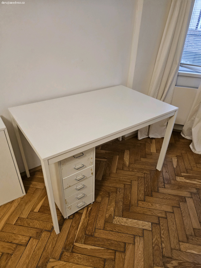 Kancelářský stůl, bílý s kontejnerem