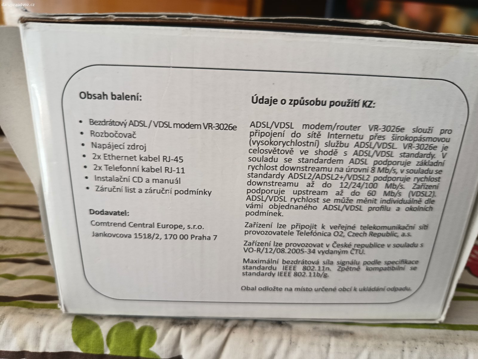 Modem Comtrend VR 3026e. Starší, funkční modem