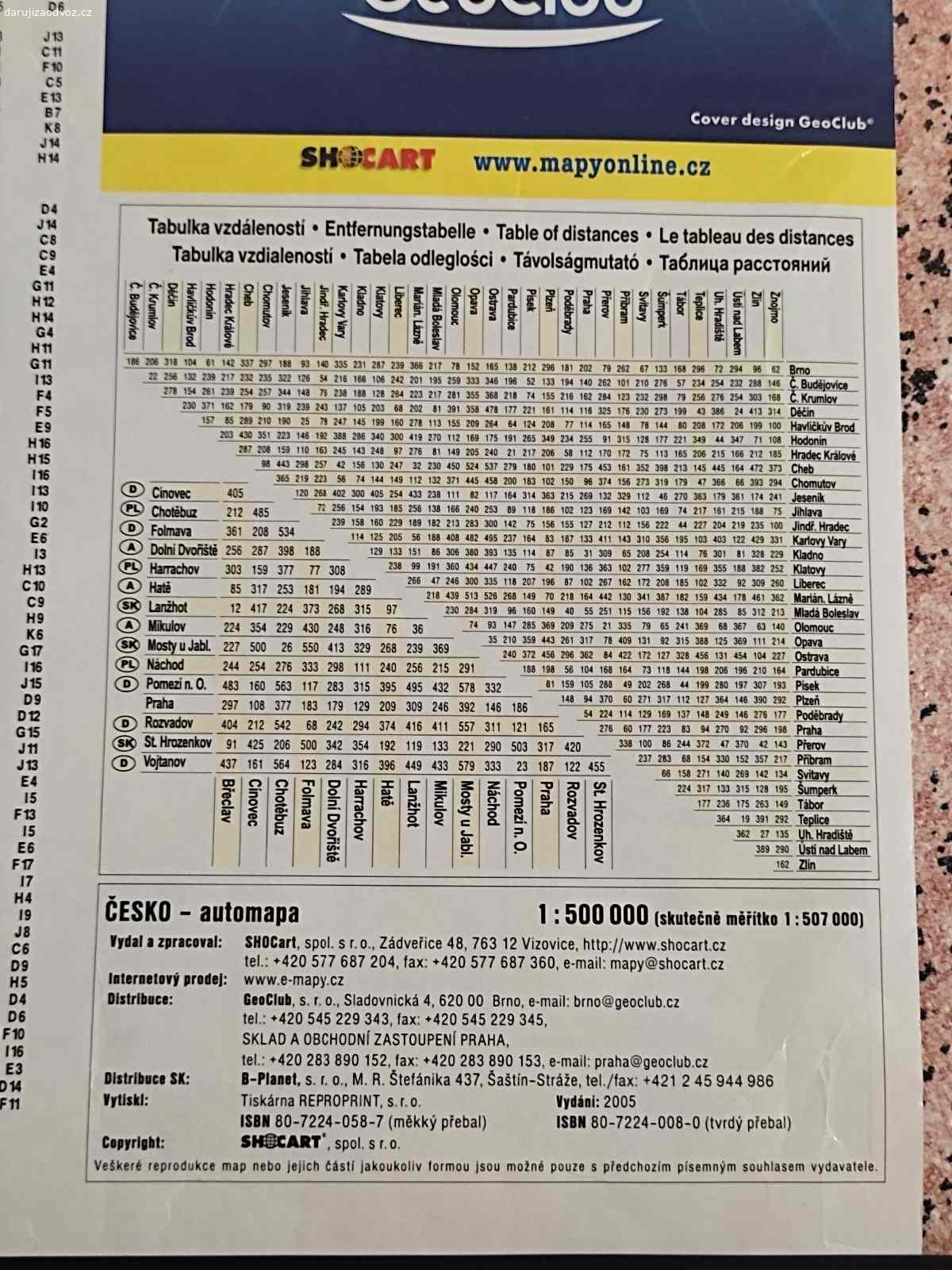 REZERVACE NÁSTĚNNÁ MAPA ČR. Automapa, rok vydání 2005. Včetně dvou závěsných plastových háčků.

Rozměr cca: 100 x 64,5 cm.