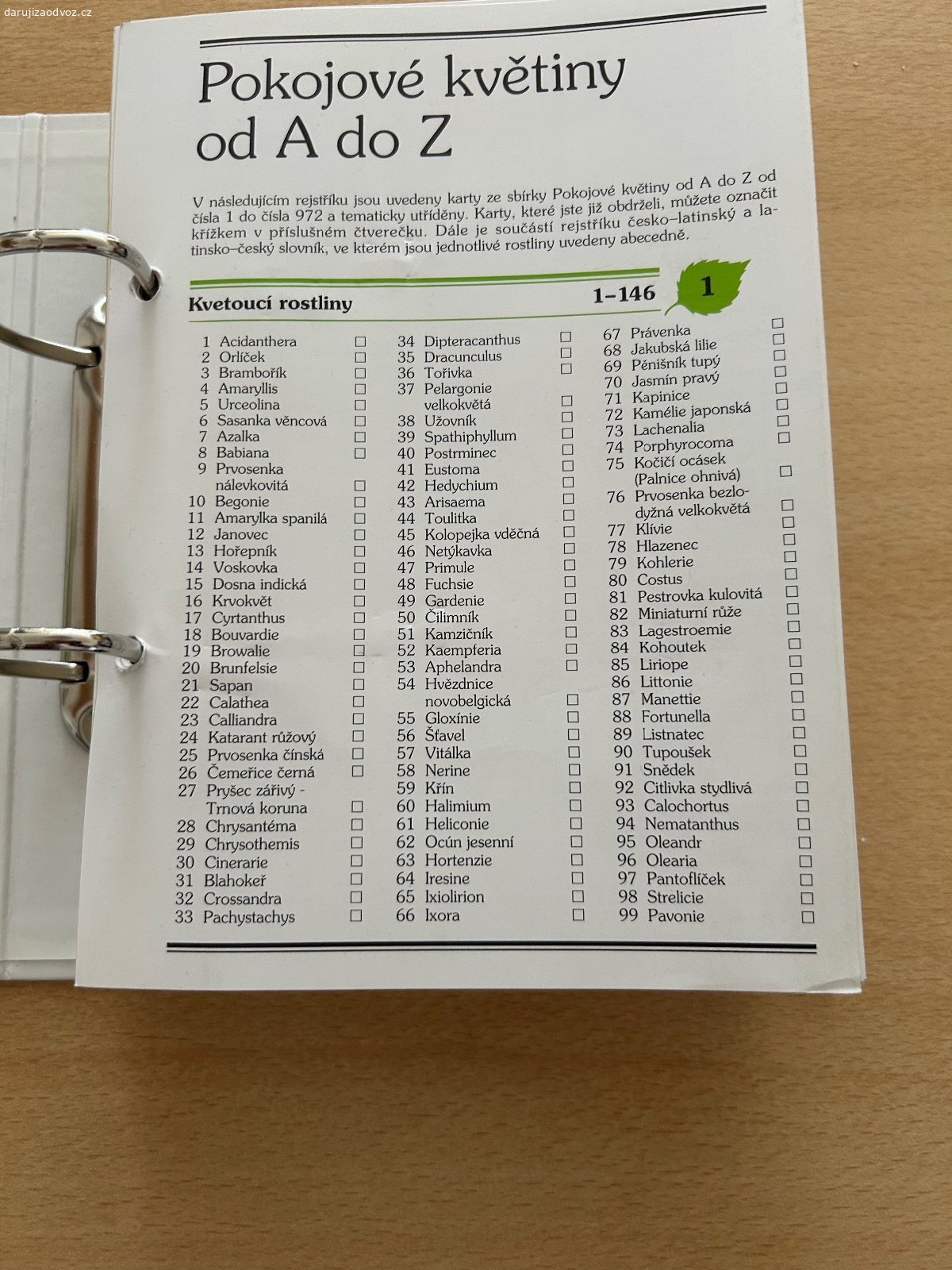 Pokojové květiny-podrobné popisy a návody na péči. Pokojové rostliny - rozsáhlá kolekce podrobných popisů a návodů na pěstování a péči
stovky popsaných rostlin s barevnými fotografiemi a praktickými radami (ten obsah na fotce je první část)

Možno I poslat přes některou z doručovacích služeb, pokud pošlete odesílací kód a uhradíte dopravu