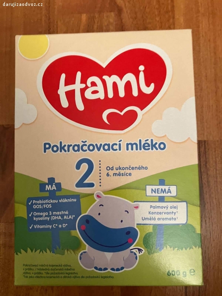 Pokračovací mléko Hami. Darujeme neotevřené pokeačovací mléko Hami. Již nevyužijeme.

Prosím jen text/e-mail a předání na adrese.