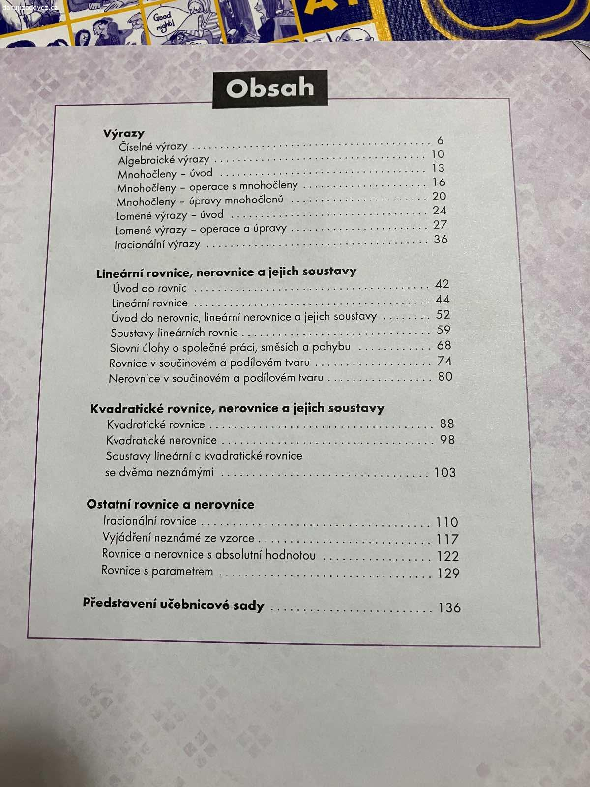 Pracovní sešit z matematiky. Je trochu popsaná