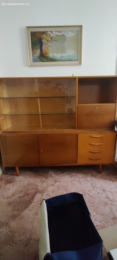 Retro obývák za odvoz. Za odvoz daruji retro knihovnu, bar a skříň.