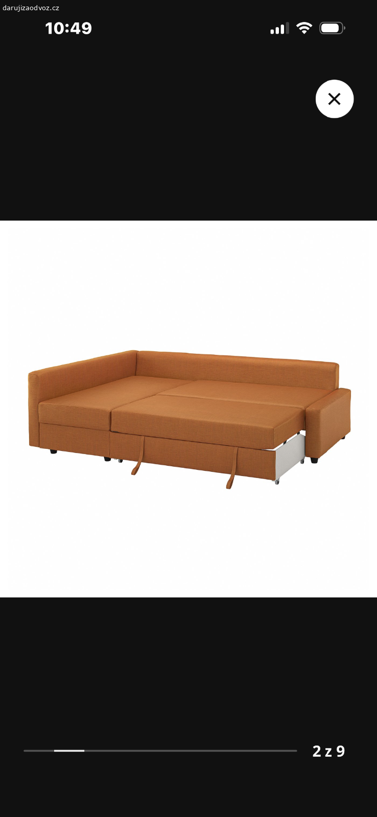 Pohovka IKEA rohová, rozklad. s úlož. prostorem. Daruji za odvoz Ikea pohovku, poškozené čalounění od koček, viz foto