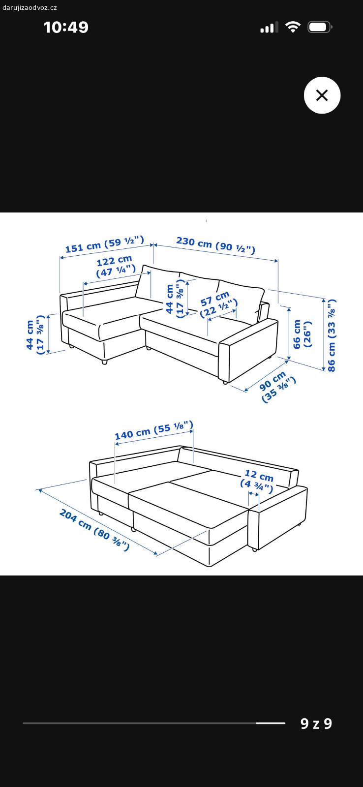 Pohovka IKEA rohová, rozklad. s úlož. prostorem. Daruji za odvoz Ikea pohovku, poškozené čalounění od koček, viz foto