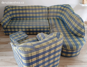 Rozkládací rohová sedačka + křeslo
