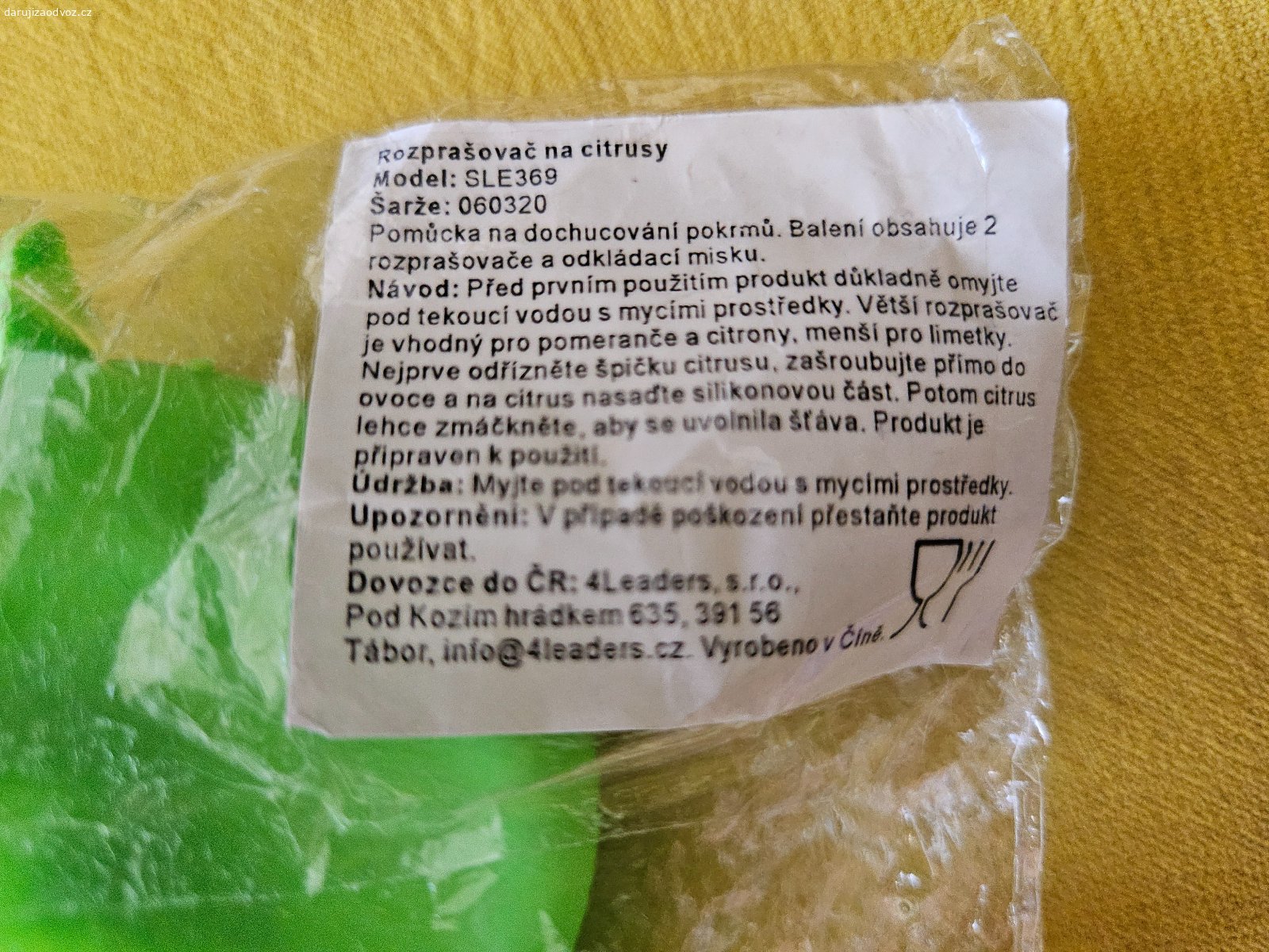 Rozprašovač na citrusy. Daruji rozprašovač na citrusy.
Použitý jednou, nevyužiji.
Budu ráda, když bude někomu dělat radost.