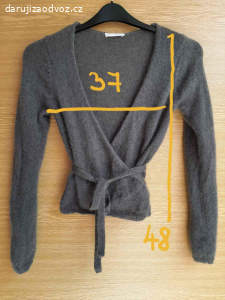 Šedý zavinovací svetr Promod, vel. S/M