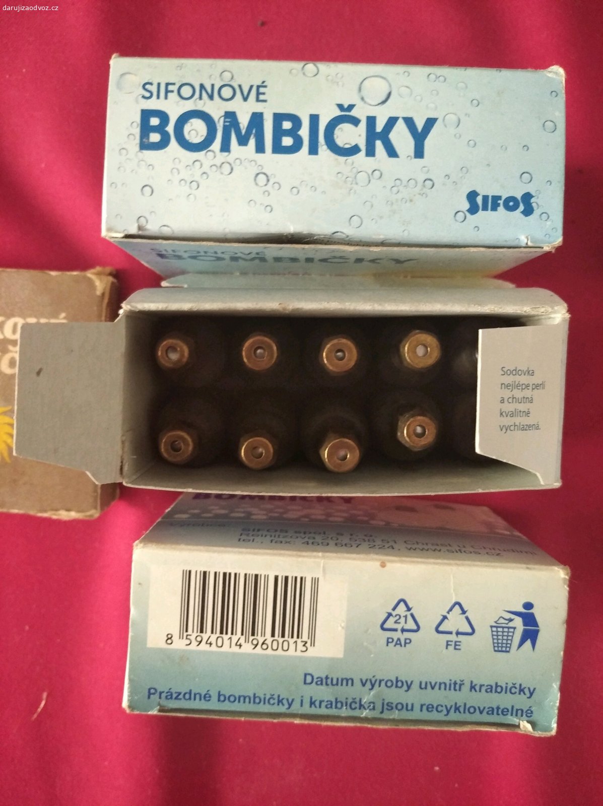 Sifonové Bombičky 8g - CO². 16 nových plných, 14 prázdných (pro výměnu a jako bonus 5 starých prázdných šlehačkových bombiček)