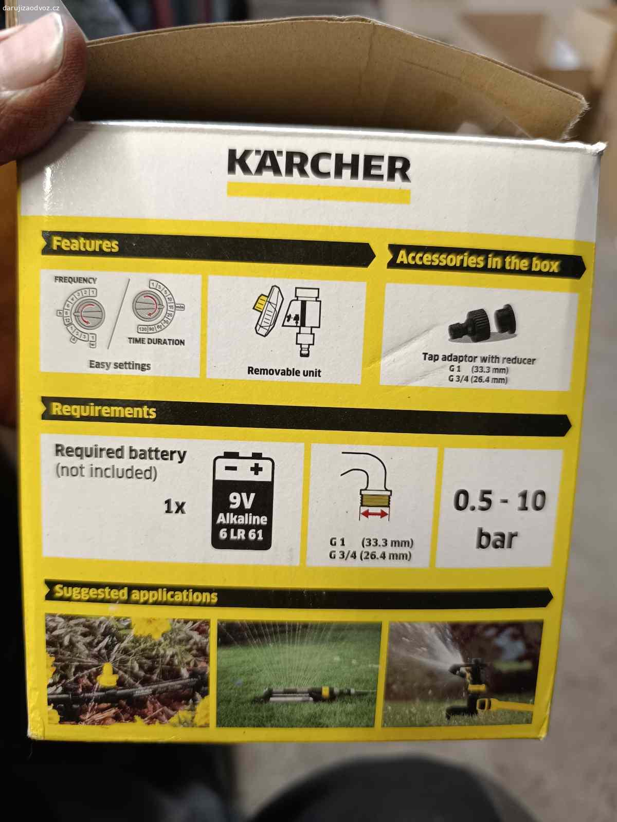 Spínací hodiny na zalévání. Daruji spínací hodiny na zalévání, nepoužité. Napojení na vodovodní kohoutek, nelze použít na samotíž, potřebují tlak vody. 
Předání v týdnu Praha, o víkendech Ždírec nad Doubravou. 
Prosím, ne na mail, telefon nebo SMS.
DAROVÁNO!