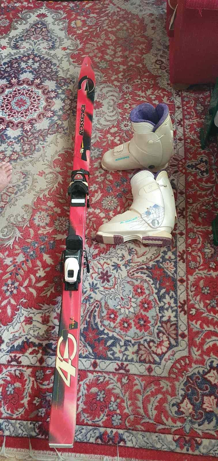 Staré lyže, zn. Rossignol. Používané, mají známky opotřebení.
Vel bot cca 38. Délka lyží cca 165cm.