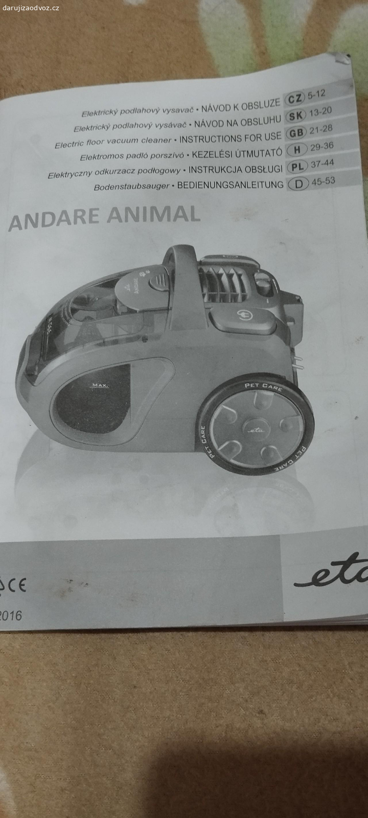 Za odvoz malý turbo kartáč. Daruji za odvoz malý turbo kartáč k vysavači Andare Animal ( ETA) Nový, nepoužitý